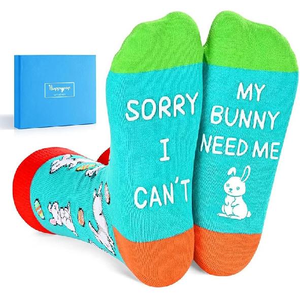 HAPPYPOP Easter Bunny Socks - Goose and Bunny Socks for Men Women, Gifts for Young Lovers Bunnies Need Me