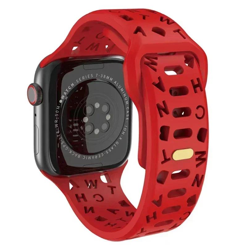 Silicone Sport Band For Apple Watch ultra Band 49mm 40mm 41mm 42mm 49mm 44mm 45mm Rubber correa Strap iwatch series 11 10 9 8 7 Ultra 3 2 1