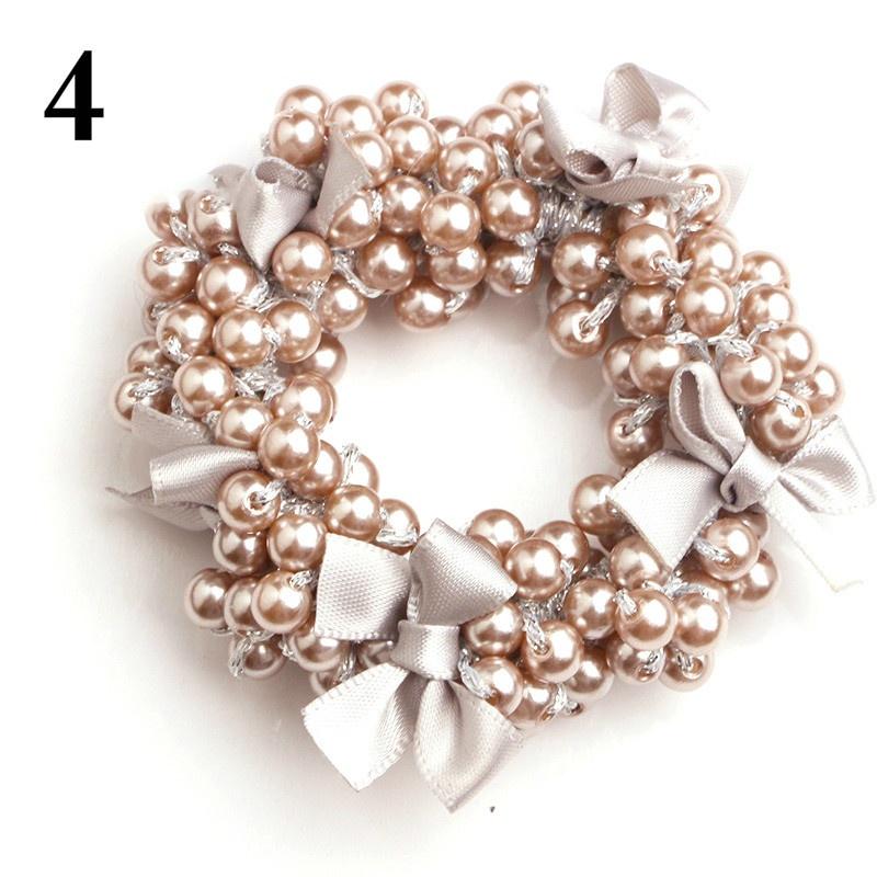1PC Women Imitation Pearls Exquisite Butterfly Hair Accessories Elastic Hair Rope
