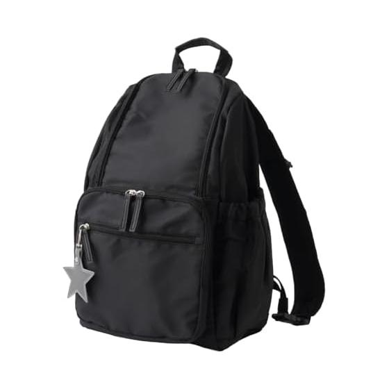 

[PUPPAPUPO] Puppapupo Mother s Backpack, Mother s Bag, Large Capacity, Lightweight, Back Pocket, Black with Reflector Star Charm