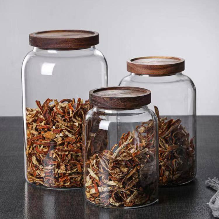 High-End Glass Storage Jar for Dried Tangerine Peel - Sealed Medicinal Material Display Container