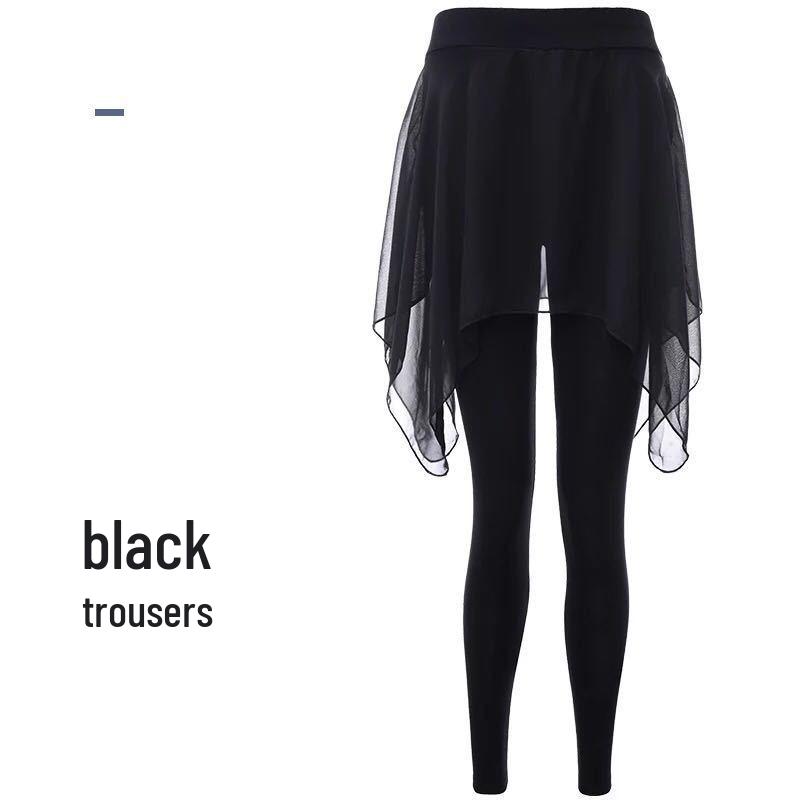 

Взрослая женская одежда для танцев: Комплект для балетных репетиций с юбкой, капри и длинными брюками - Шифоновая юбка для выступлений в стиле модерн 3X-Large