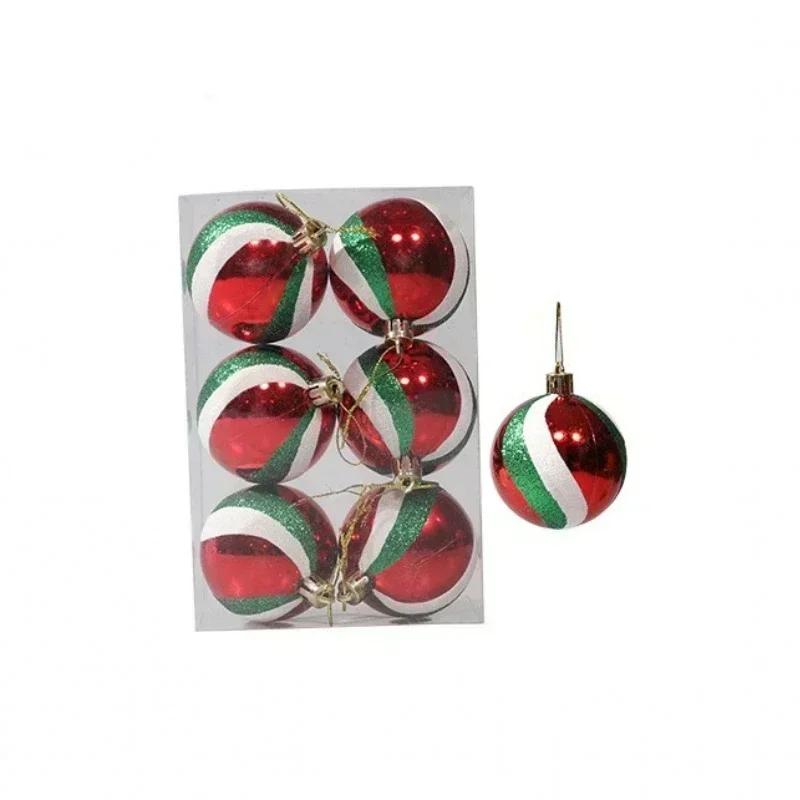 6Pcs Christmas Decorative Balls Green Xmas Tree Pendants Red Snowflake Branches Style Home Christmas Party Decoration Toy Balls