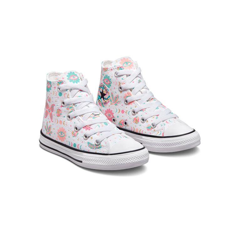 Converse All Star Comfortable Lightweight Durable High-Top Canvas Shoes Kids Sneakers White Green Pink A00926C