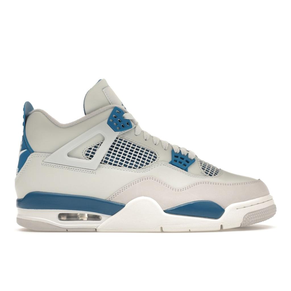 Air Jordan 4 Retro Military Blue 2024 Unisex Sneakers Cream Off-White Neutral-Grey FV5029-141