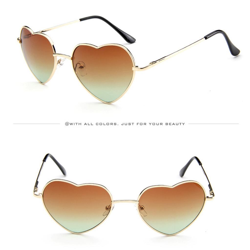 Mens Womens Metal Frame Ladies Heart Shape Sunglasses  Love Eyewear