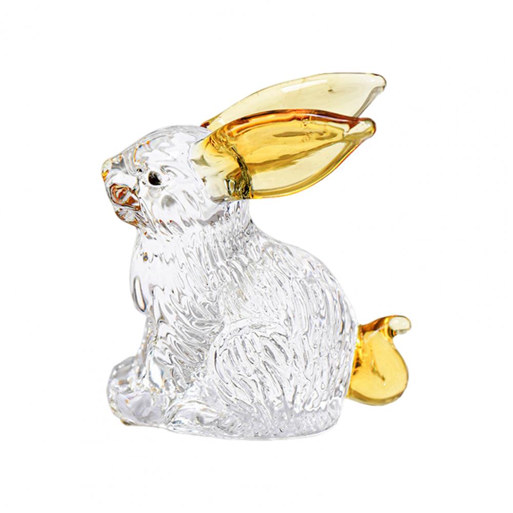 Cute Rabbit Statue Desktop Rabbit Decoration Elegant Faux Rabbit Figurine Glass Art Sculpture for Home Office Decor