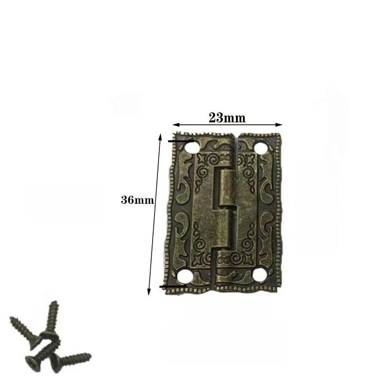 20/1Sets Antique Bronze Hinges Vintage Cupboard Cabinet Fitting with Screws Jewelry Boxes Wooden Case Hinge Furniture Hardware