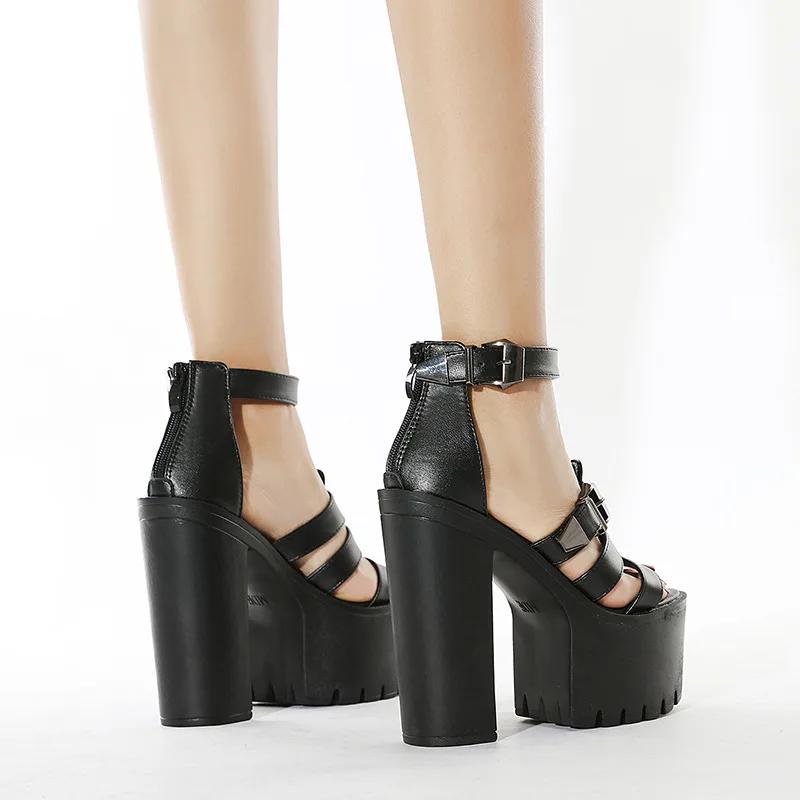 Fashion Plus Size 35-43 Sandals For Women 2025 Summer New Platform High Heels Belt Buckle Wedges Ankle Strap Roman Sandals Female