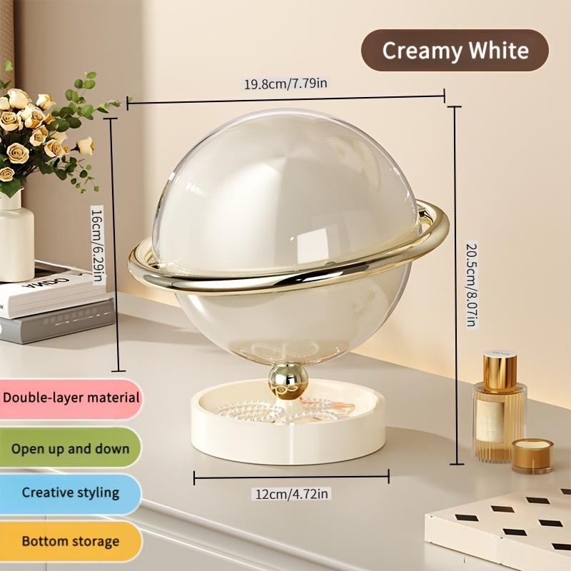 2-Tier Storage Orb Organizer with Transparent Dome Storage Bottom Base Creative Multi-Functional Desktop Decor Double layer