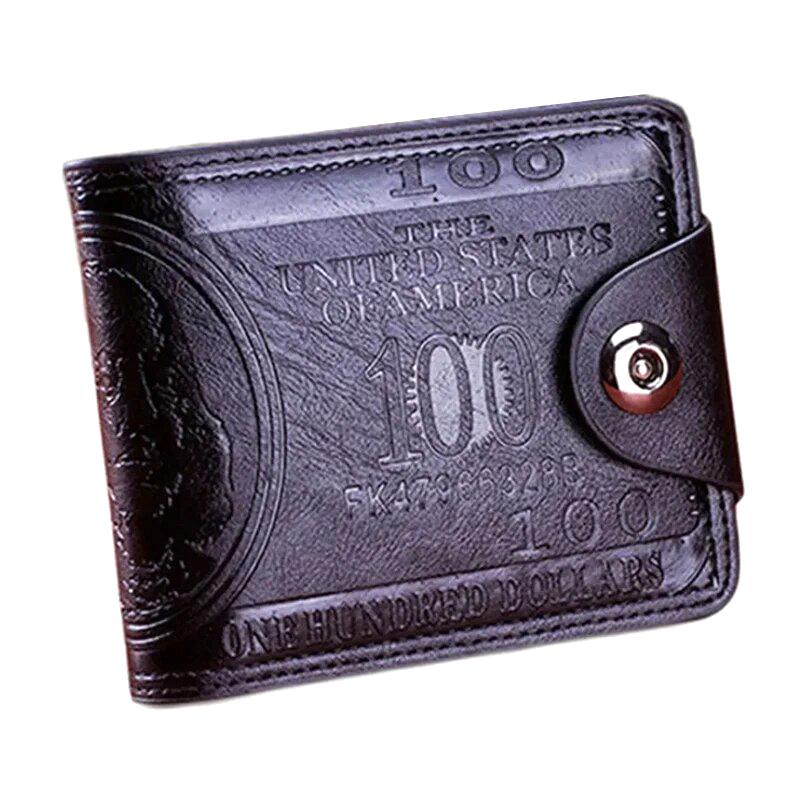 

Men S Wallets With 100 Us Dollar Pattern Wallet Male Leather Walet Photo Card Holder Fashion Large Capacity Wallet Purse чёрный