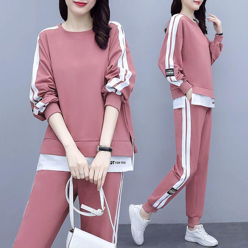 

2026 Spring Plus Size Women s Slimming Sportswear Two-Piece Set - Age-Defying, Stylish Fit for Fat Sister MM 3XL (140-160 kg)