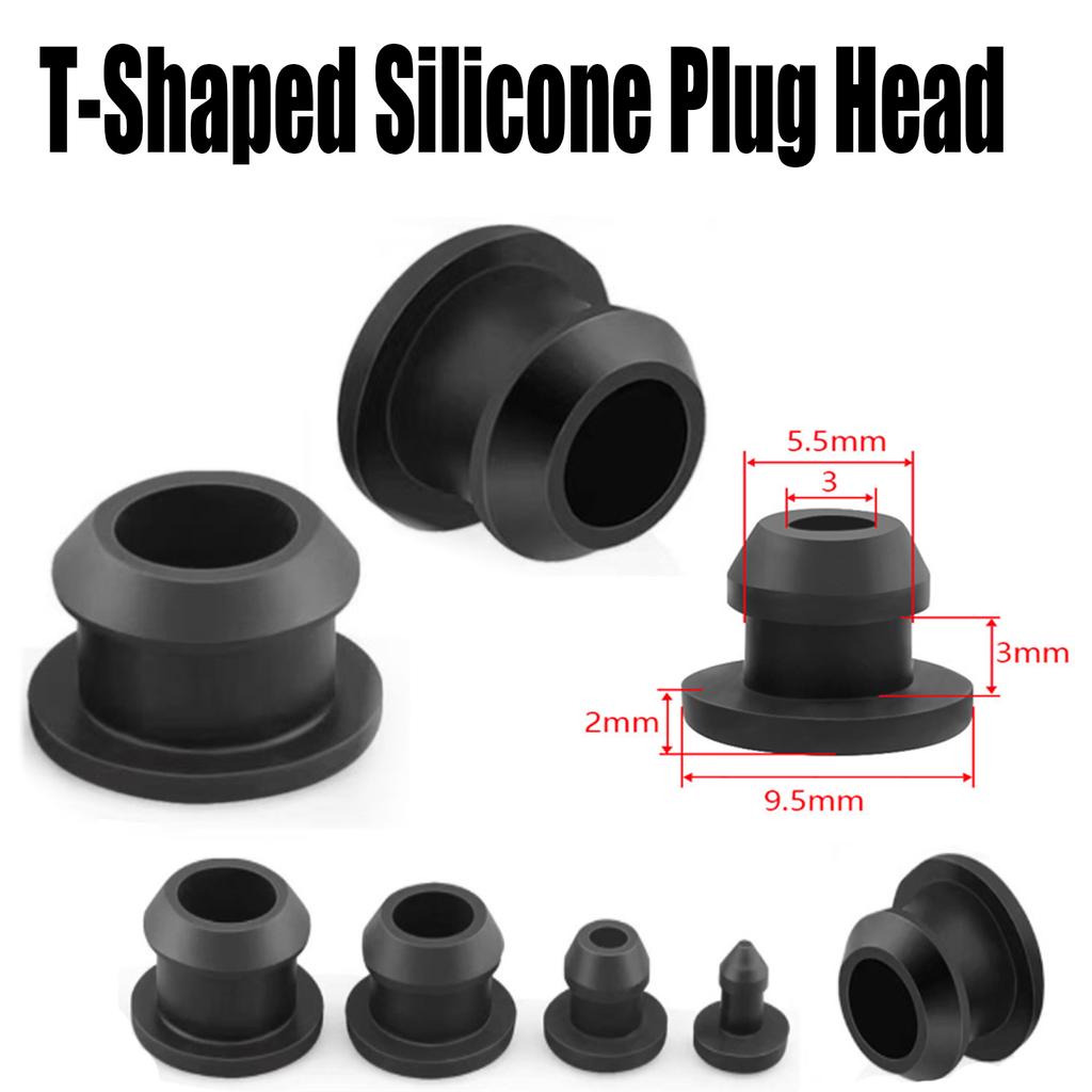 5 Stück 2,5-15mm Schwarz Konisch Aufschnappbar Silikonkautschuk T-Typ Stopfen Blindkappen Rohreinsätze Stopfen Beweis Hohe Temperatur
