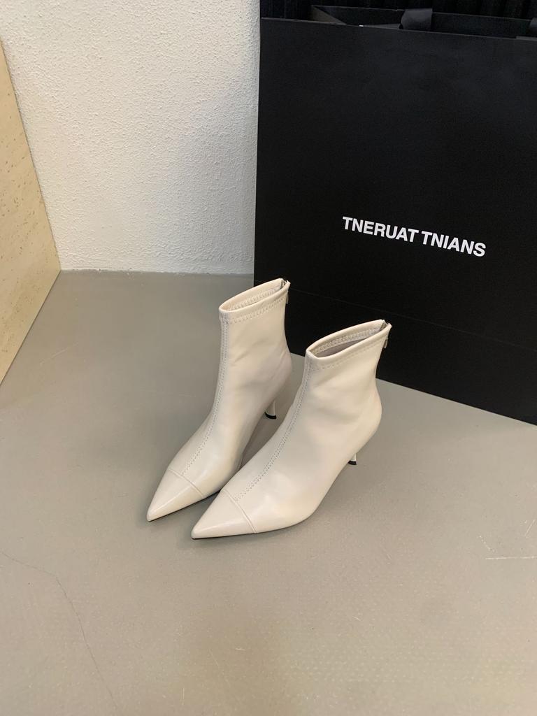 2025 Autumn and Winter New Pointed Simple Thin Heel High Heel Thin French Women's Short Boots Thin Boots