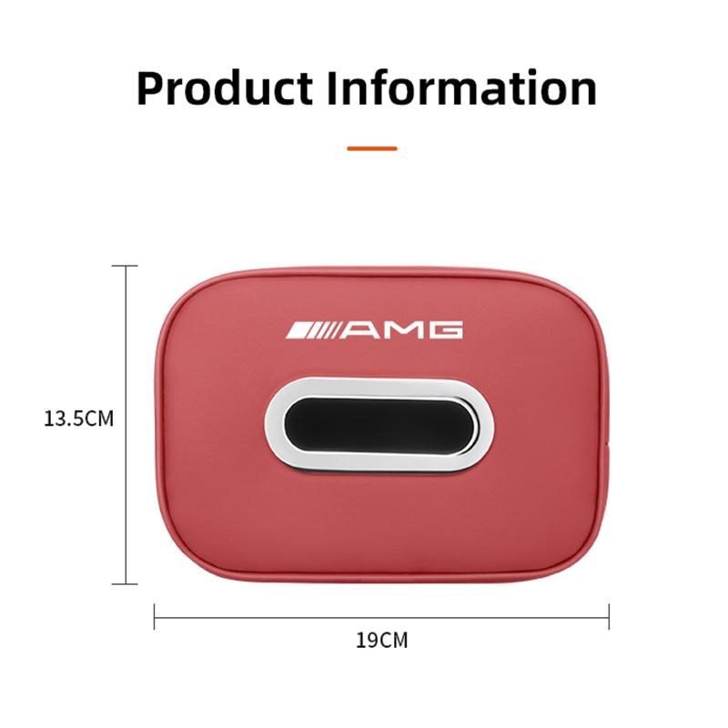 NRZV5 Leather Car Tissue Box Hanging Vehicle Napkin Boxs For Mercedes Benz AMG W203 W205 W206 W211 W220 W212 W201 W210 W108 W168 GLC