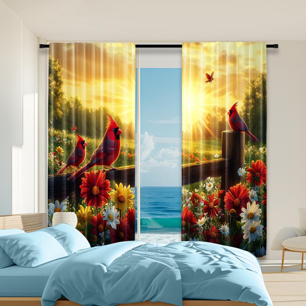 

2 pcs, versatile polyester transparent curtains for home decoration Spring for use in bedrooms and living rooms 29x65in(75x166cm)