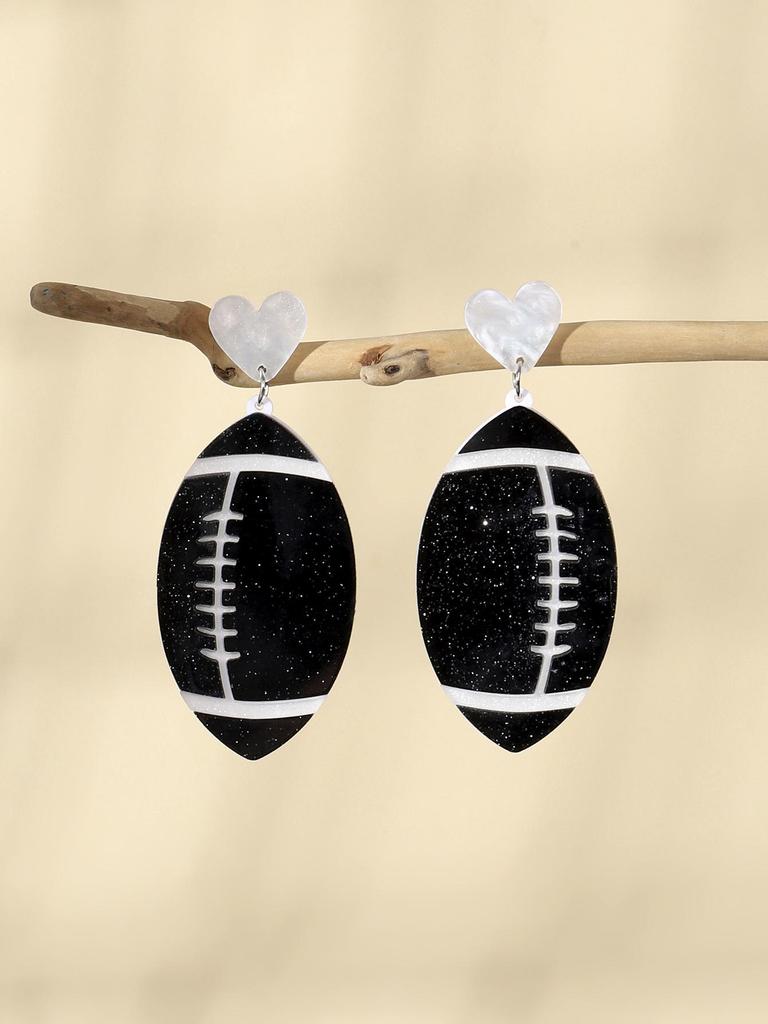 Sporty Style Double Layer Acrylic American Football Earrings for Women