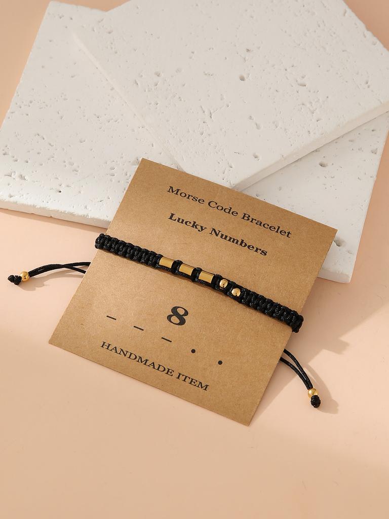 Handwoven Morse Code Number Flat Knot Bracelet Unisex Fashion Accessory