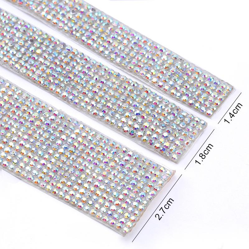 Color Rhinestone Diamond Strip Diy Accessories Row Diamond Tape Diamond Strip Diamond Sticker Self-Adhesive Jewelry Adhesive Clothing Accessories