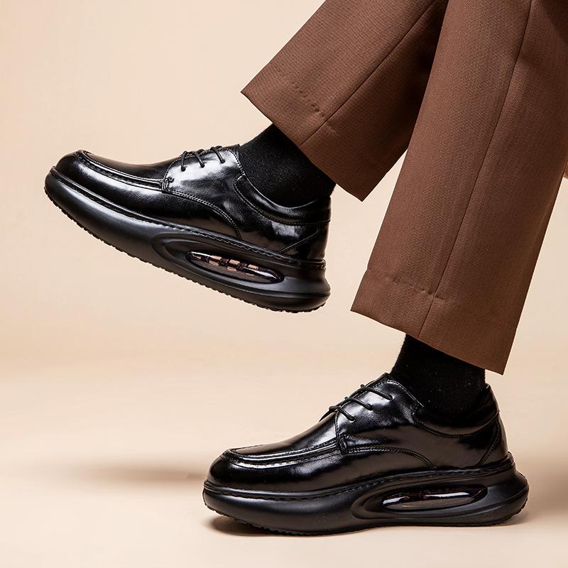 New cowhide business casual leather shoes men's spring breathable soft-soled leather shoes air cushion bottom shock absorption trend leather shoe