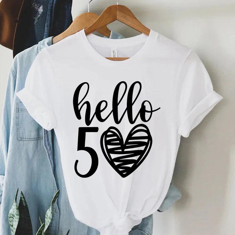 New Arrival Hello 50 Loose Funny Tshirt Hello Fifty Shirt 50th Birthday Shirt Birthday Party Tees Gift Casual Women Shirt Top