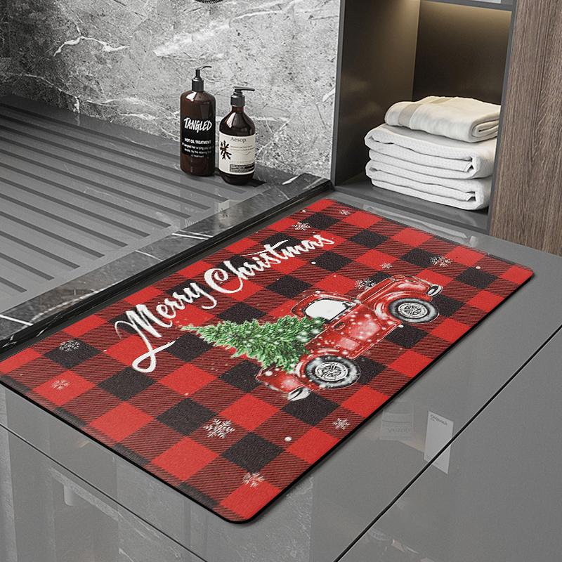 SANFAN Customizable Christmas Multipurpose Floor Mat Doorway Bath Mat Kitchen Mat