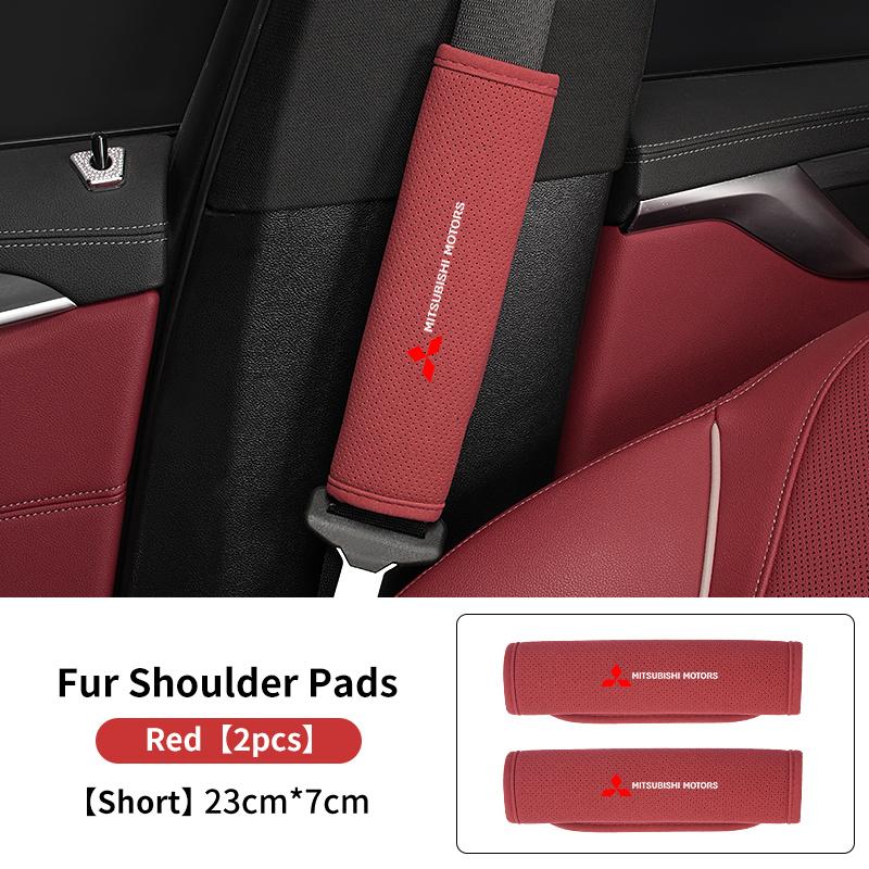 For Mitsubishi Breathable Car Logo Seat Belt Shoulder Cover Strap Padding Protection Mat Outlander Lancer Eclipse Mirage Xpander