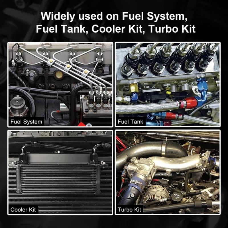 Pack of 4 PTFE Fuel Hose End Joint Fitting Adapter Straight Aluminum Hose End Fitting Auto Accessory Quick Installation