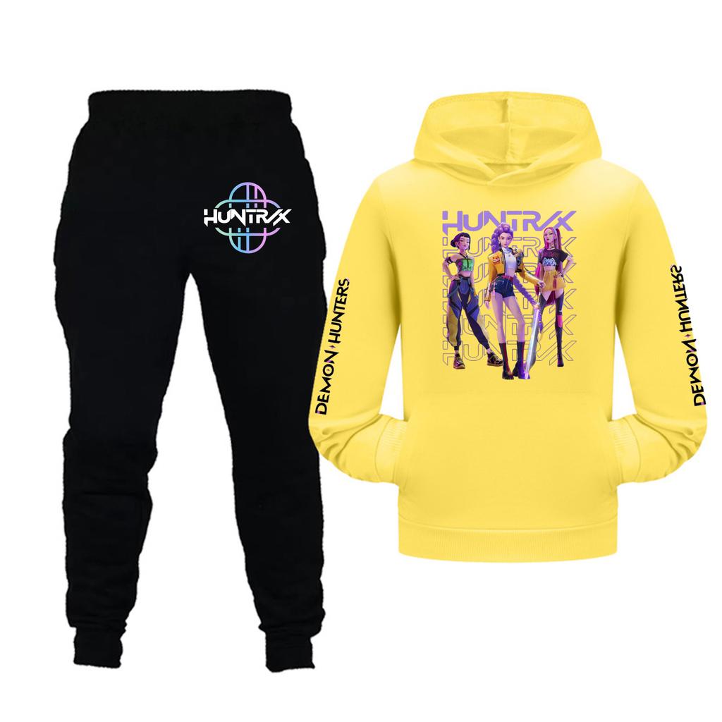 Kids Girls Long Sleeve Hooded Sweatshirt And Pants Set For Toddler And Big Kids 2Pcs Outfits