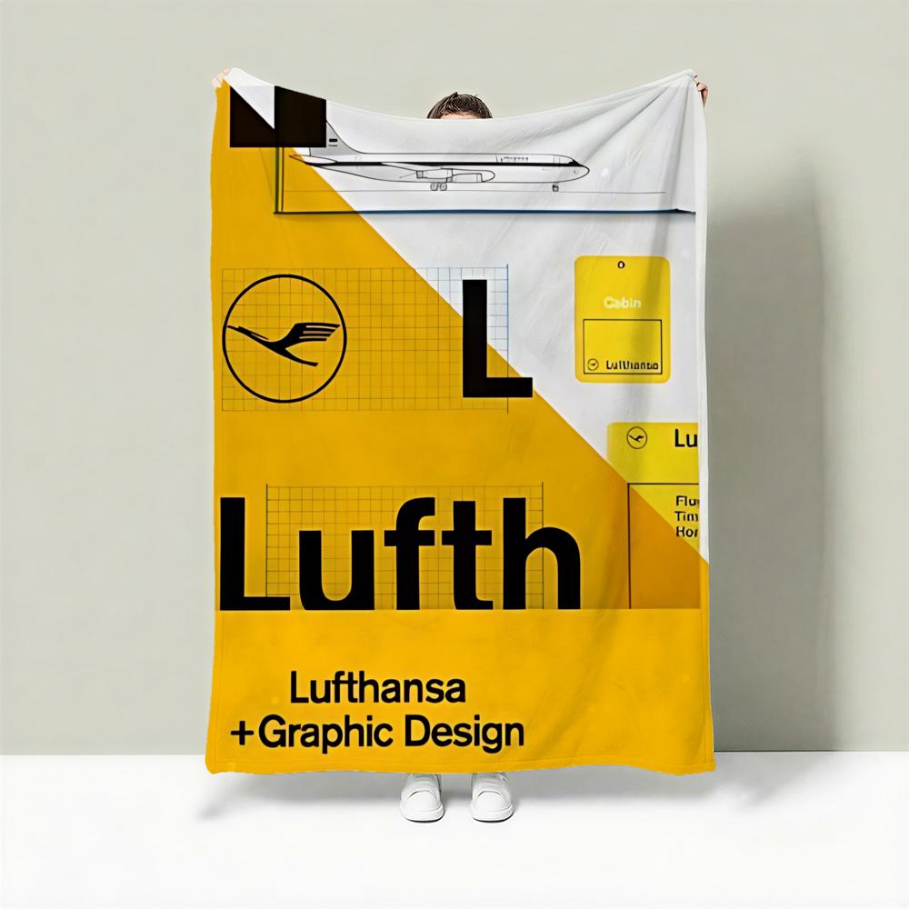 

Aviation L-Lufthansa Throw Lightweight 240g Flannel Blanket Soft Skin-friendly for Summer Cooling 75cmx90cm