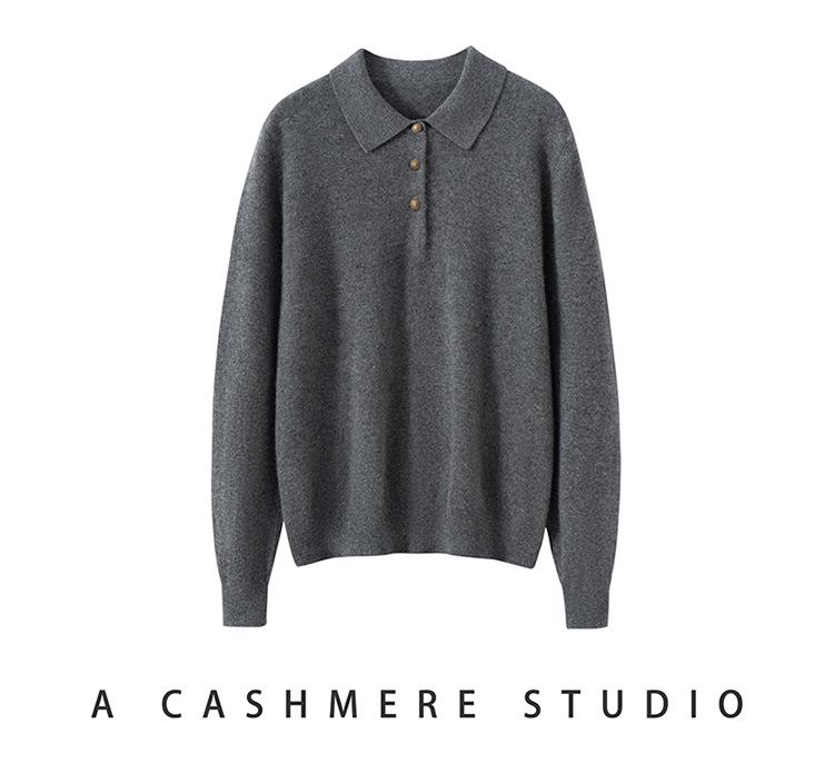 Kang Sai Ni Pure Cashmere Women's Polo Neck Pullover - 2026 Autumn/Winter Commuter Base Layer