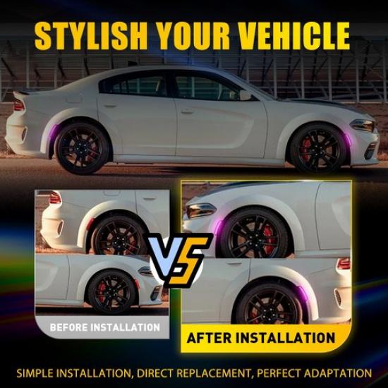 LED F&R Left Right Marker Side Lights Purple 4PC 2015- Fit Dodge Charger