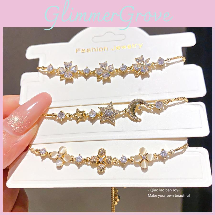 Light Luxury 18k Gold Plated Zircon Star Shape Bracelet For Women Gift Gift For Employees
