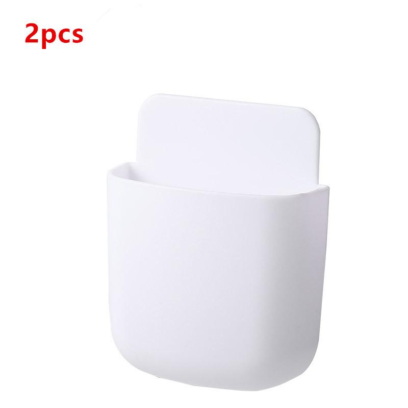2Pcs Wall Mounted Storage Box Household Living Room Conditioner Remote Control Bedside Phone Storage Holder Organizer Box Shelf
