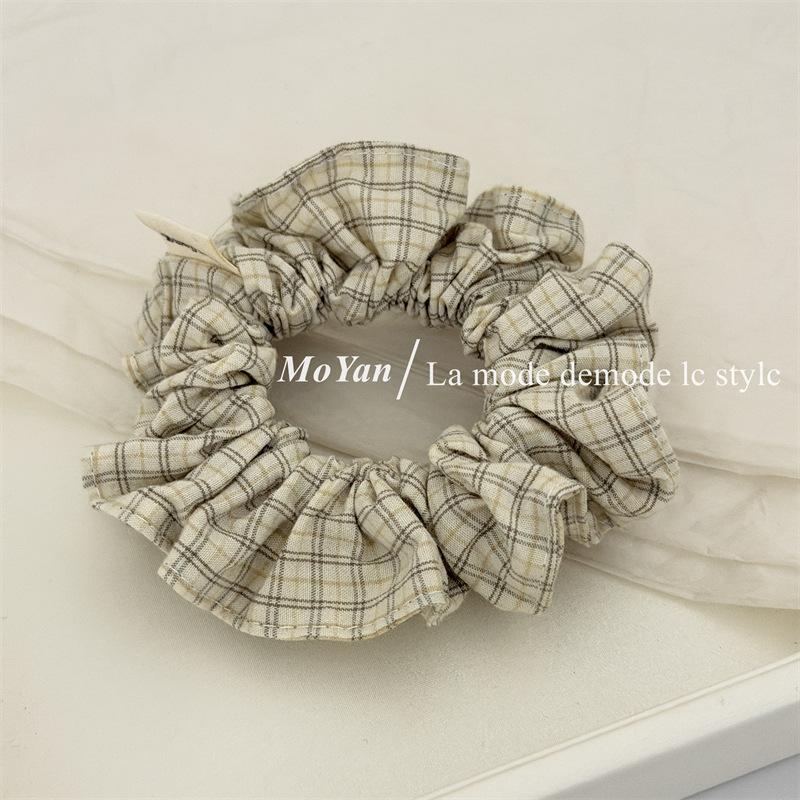 Retro Minimalist Checkered Fabric Small Hairband, High-end and Laid-back Hair Tie for Ponytail