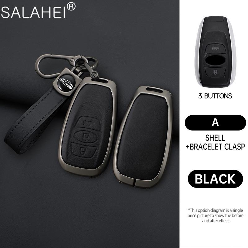 Leather Car Key Case Cover For Subaru Brz Sti Xv Sv Forester Legacy Outback Crosstrek Impreza Wrx Ascent Keychain Accessories