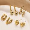 HECHENG,Fashion 18K Gold Plated Brass Ear Studs for Women Light Weight Simple Design Earrings
