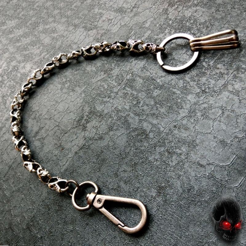 Biker-Decor Skull Wallet Chain with Hook Snap Closure Punk Skull Trouser Chain Hip-hop Cool Style Pant Chain Ornament