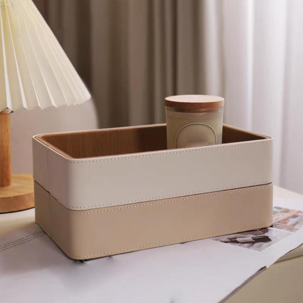 Jewelry Keys PU Leather Storage Tray Multifunctional 9.8x6.3x2inch for Dresser