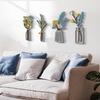 3 Pieces Set Vase Design Floral Decor 3D Wall Stickers Wall Decor Metal Flowers Wall Art  Bathroom