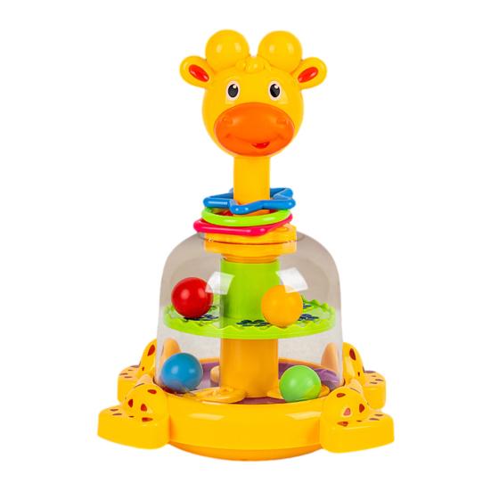Barn Tegneserie Giraff Trykkleke Roterende Hoppende Ball Trykk Tigerleke Småbarn Gutter Jenter Interaktiv Pedagogisk Dyr Spinnerleke