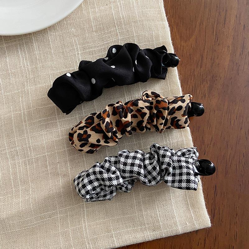 Vintage Leopard Print Punkt kariert Bananen Haarspange für Damen Mädchen Süßes Haarornament Haarspangen Spangen Mode Haaraccessoires