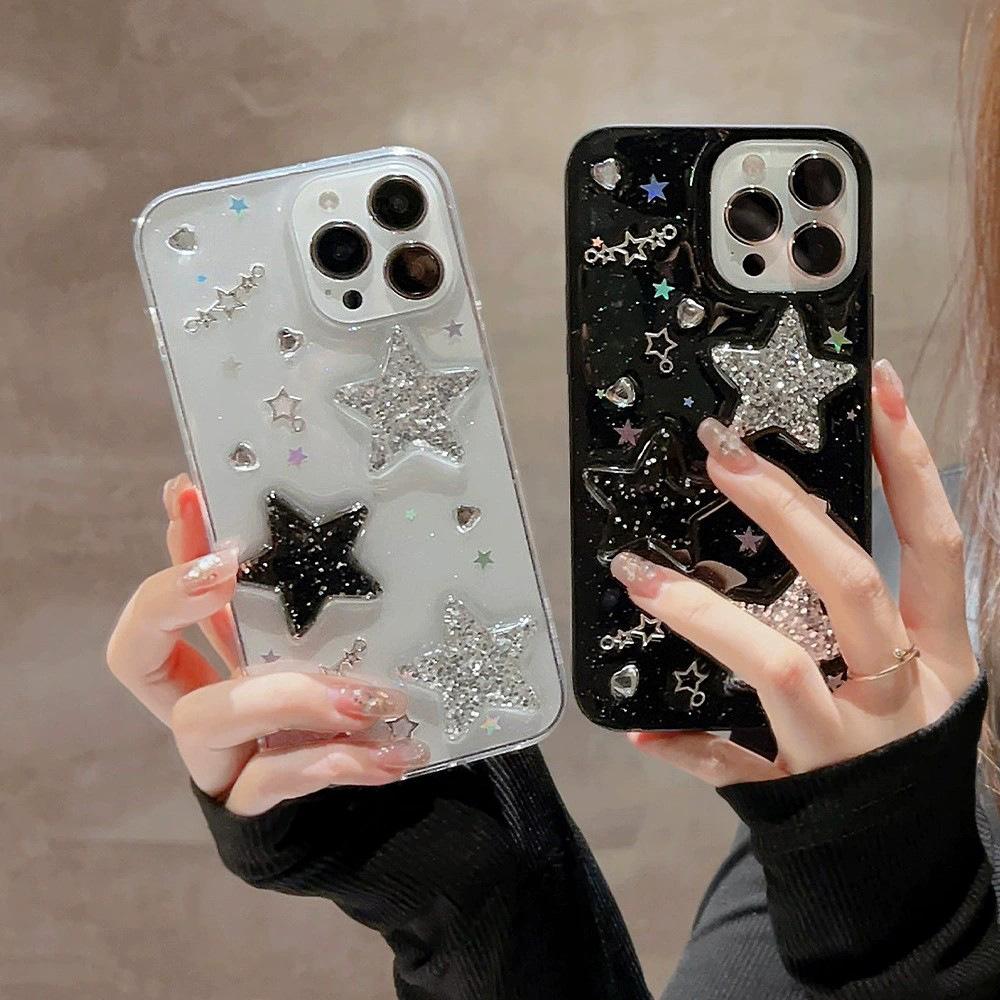 Capa de Celular Apple IPhone17 Estrela Tridimensional Doce e Cool 13 Epóxi X/8 Garota Popular 16/11 Adequada para 15promax
