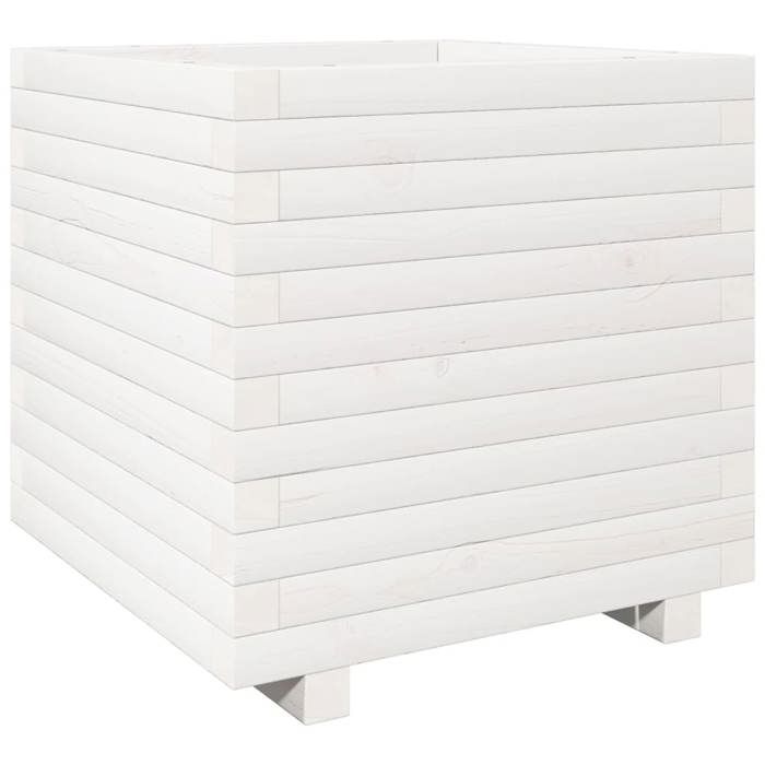 VidaXL Jardinière blanc 50x50x49,5 cm bois de pin massif, jardinière d'extérieur, bac à fleurs, bac à tomates, jardinière de 3282515