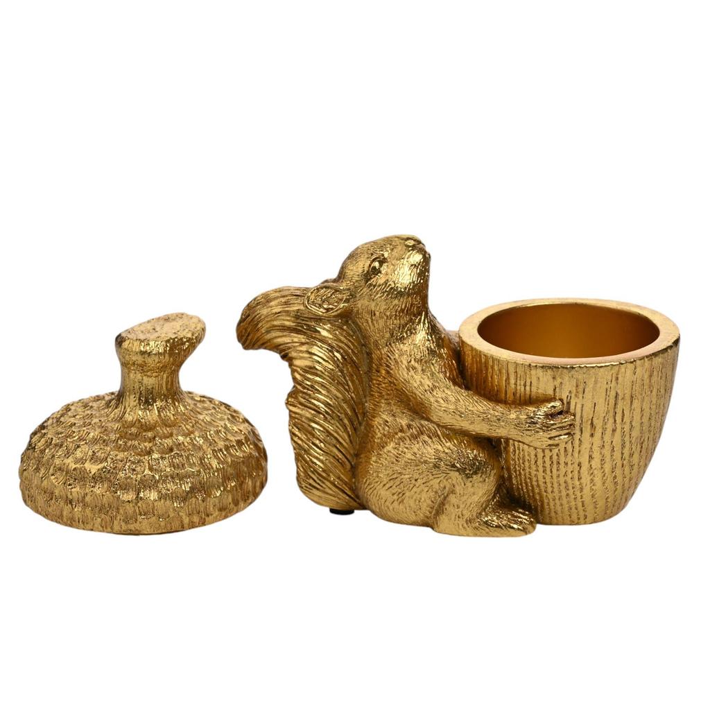 Hestia Gold Eichel Schmuckdose mit Eichhörnchen