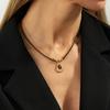SHIXIN Vintage Brown Stone Beaded Choker Necklace for Women Exquisite Gold Color Sun Pendant Necklace New Year Clavicle Jewelry