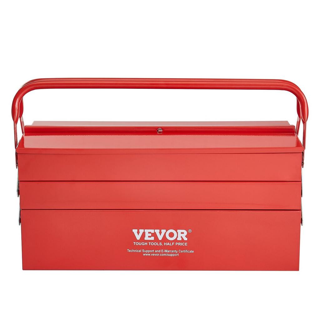 Tool Box 18-inch 3-Tier 5-Tray Folding Cantilever Toolbox with Handle