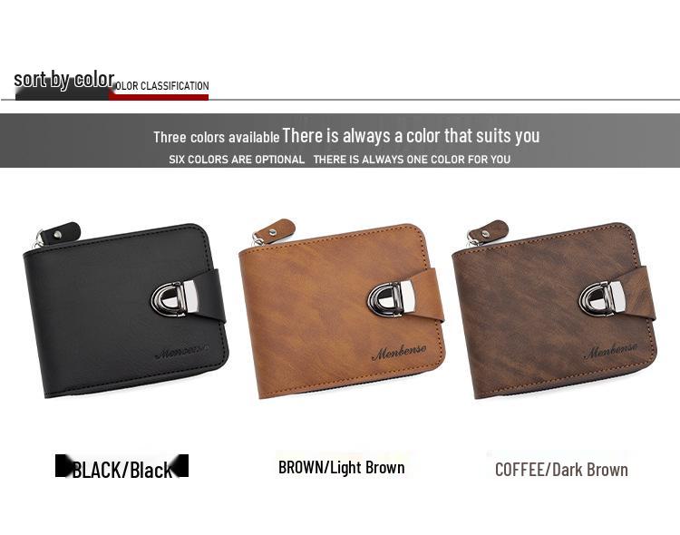 Men's Retro Chain Wallet with Lock Buckle, Multiple Card Slots, Coin Pocket, and Loose-Leaf Design