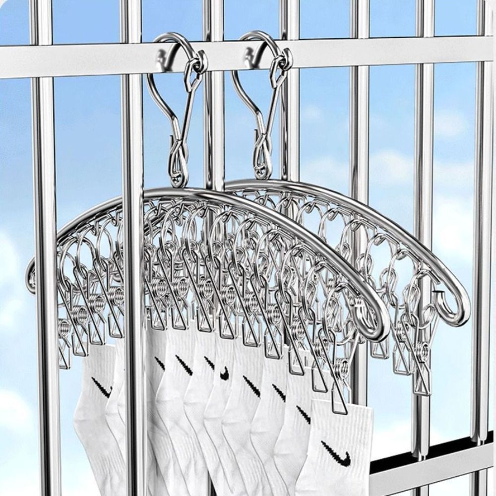 Space Saving Stainless Steel Hanger Strong Support Laundry Airer Hanger  Clothing Rack