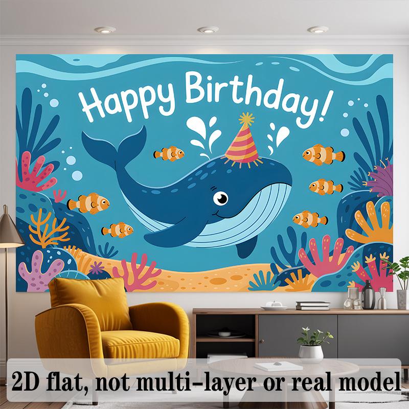 Party Backdrop Flat Whale Hanging Patterns Photo Background Decor Birthday Party Decor
